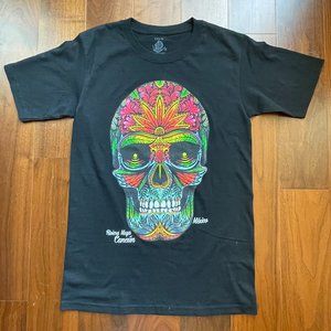 Sugar Full Floral Skull Halloween T-Shirt for Women Vintage Head Graphic tee